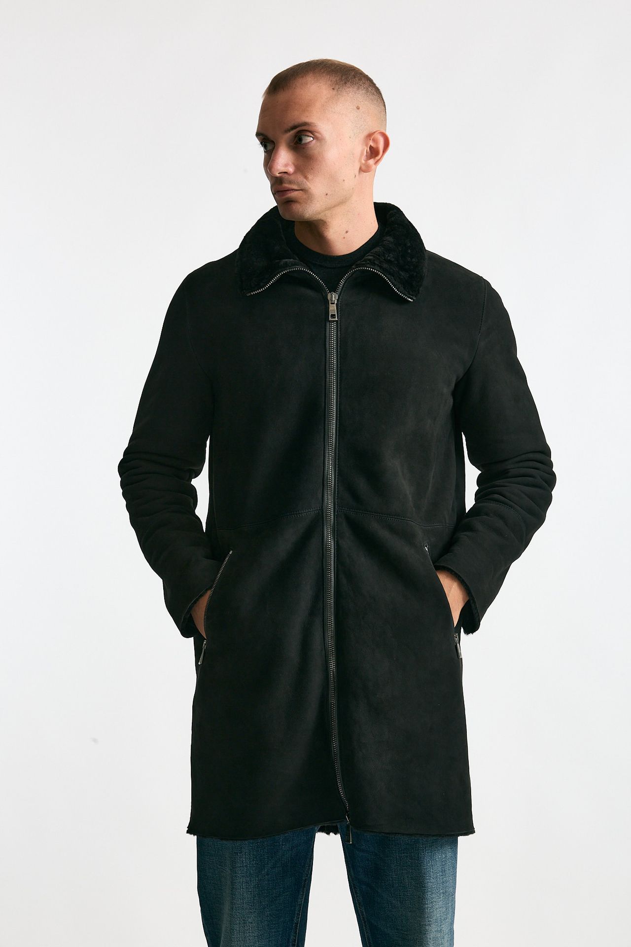 Cappotto in shearling grigio/nero uomo Giorgio brato - 6