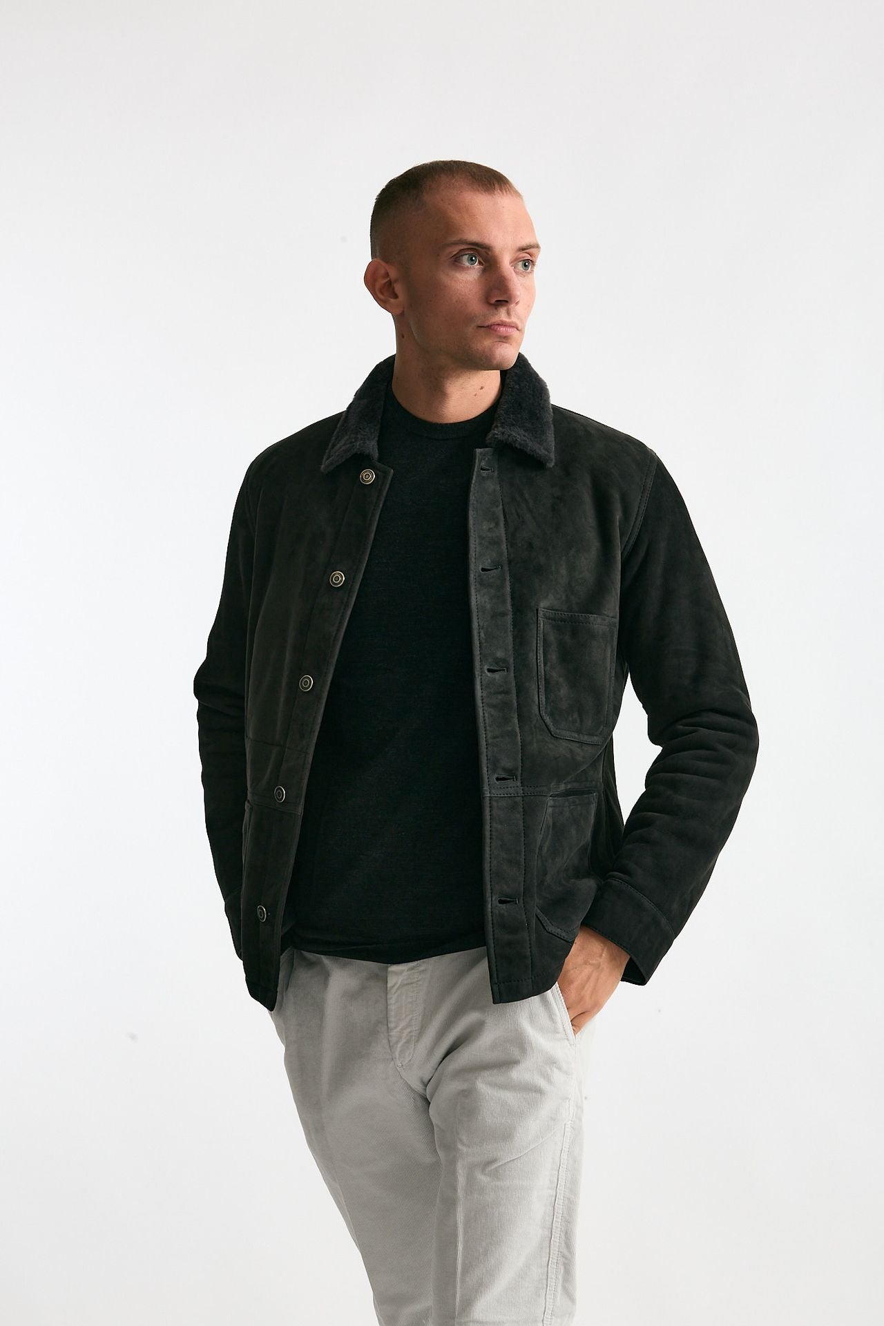 Caban in shearling grigio scuro uomo Giorgio brato - 1