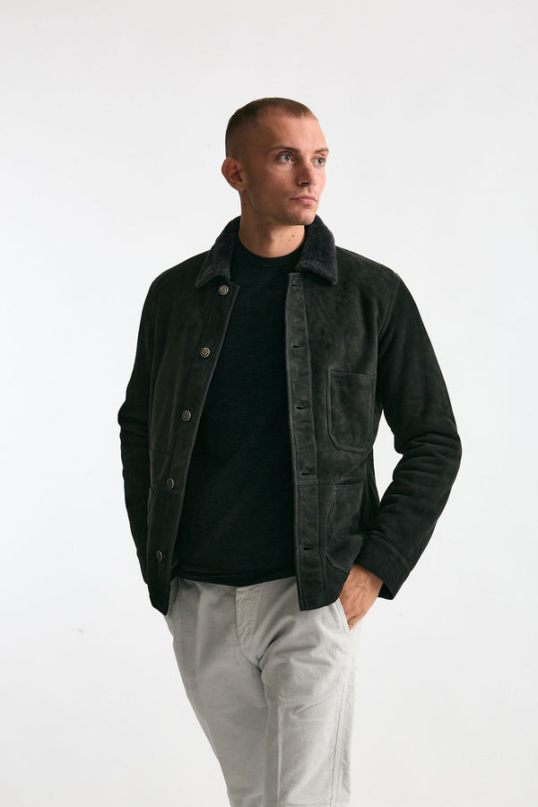 Caban in shearling grigio scuro uomo Giorgio brato