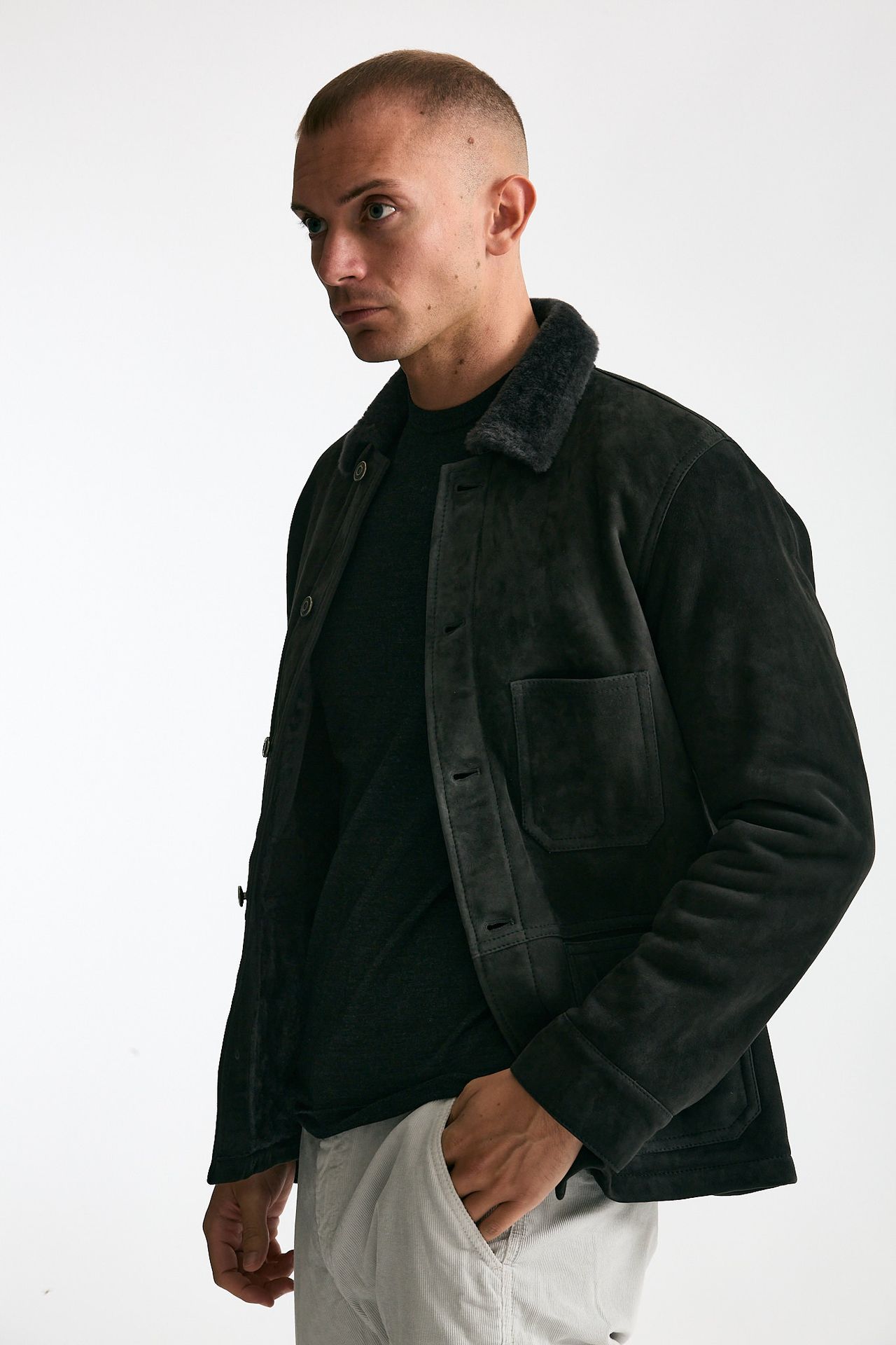 Caban in shearling grigio scuro uomo Giorgio brato - 2