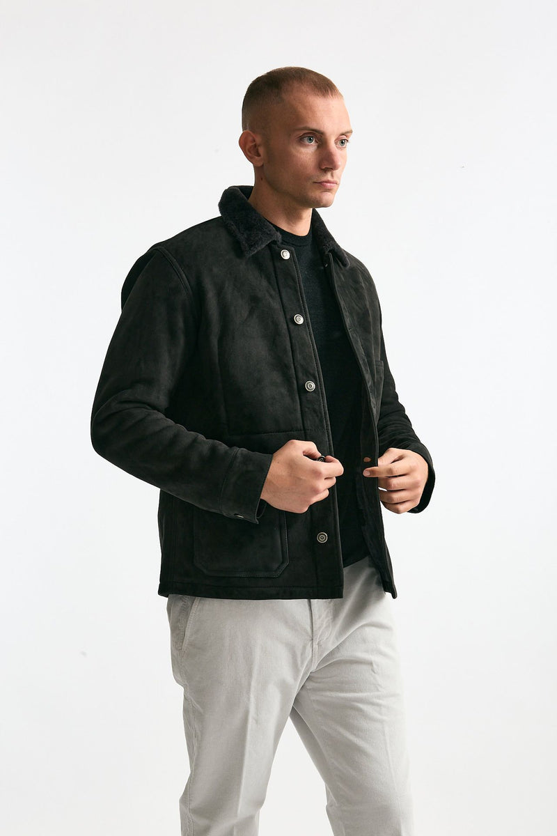 Caban in shearling grigio scuro uomo Giorgio brato - 4