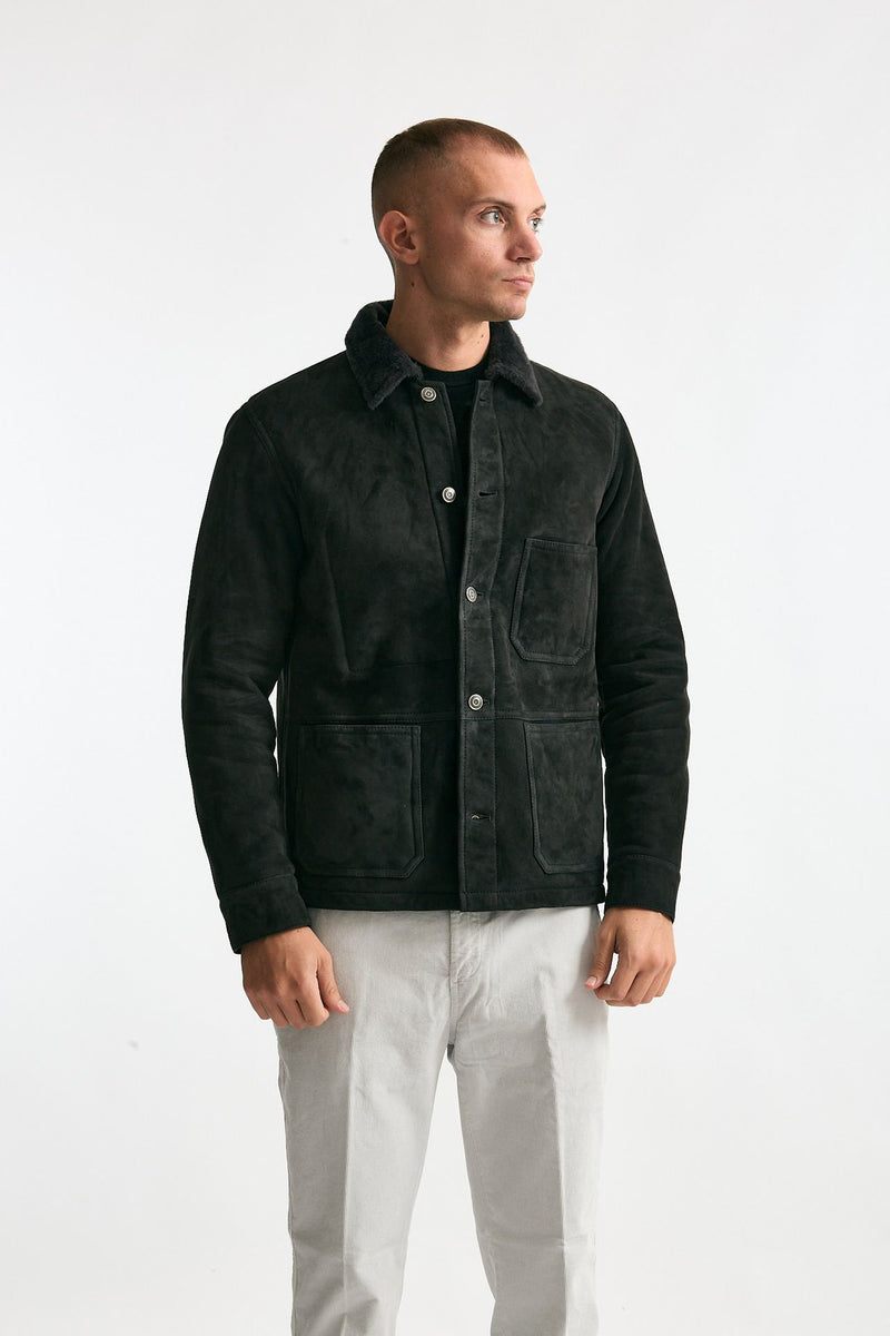 Caban in shearling grigio scuro uomo Giorgio brato - 6