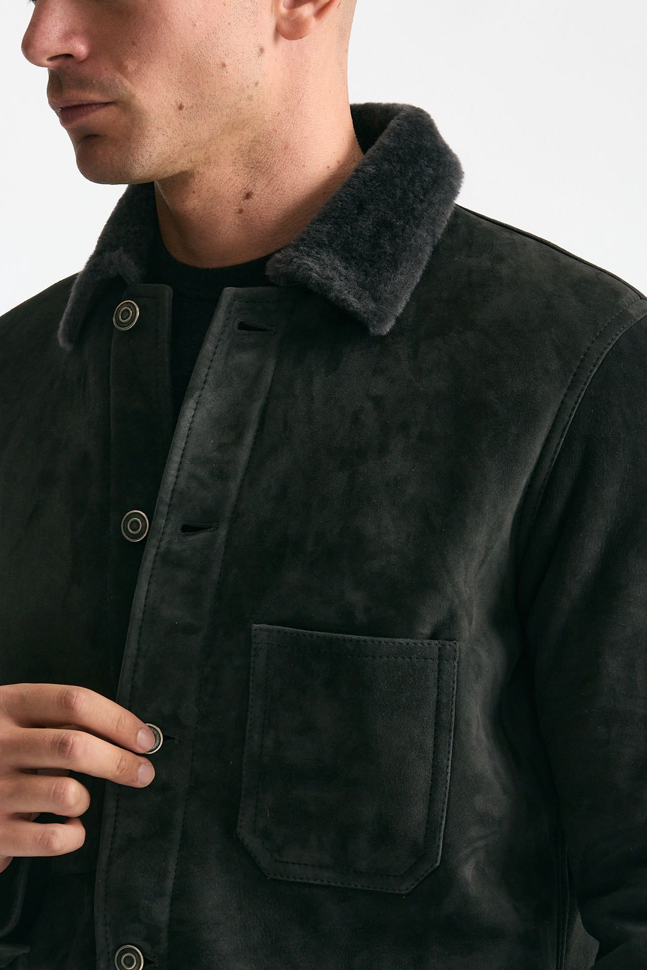 Caban in shearling grigio scuro uomo Giorgio brato - 8