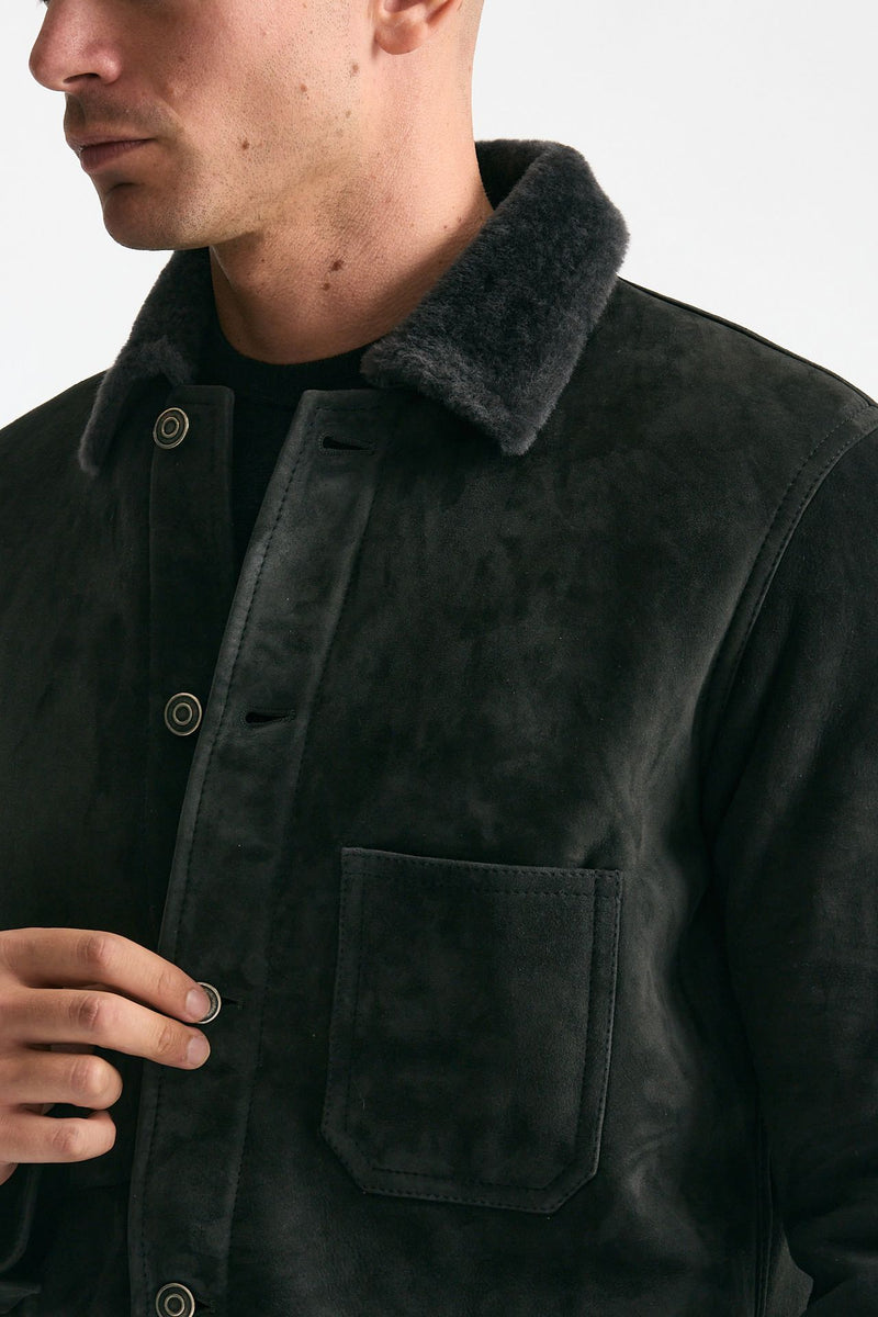 Caban in shearling grigio scuro uomo Giorgio brato - 8