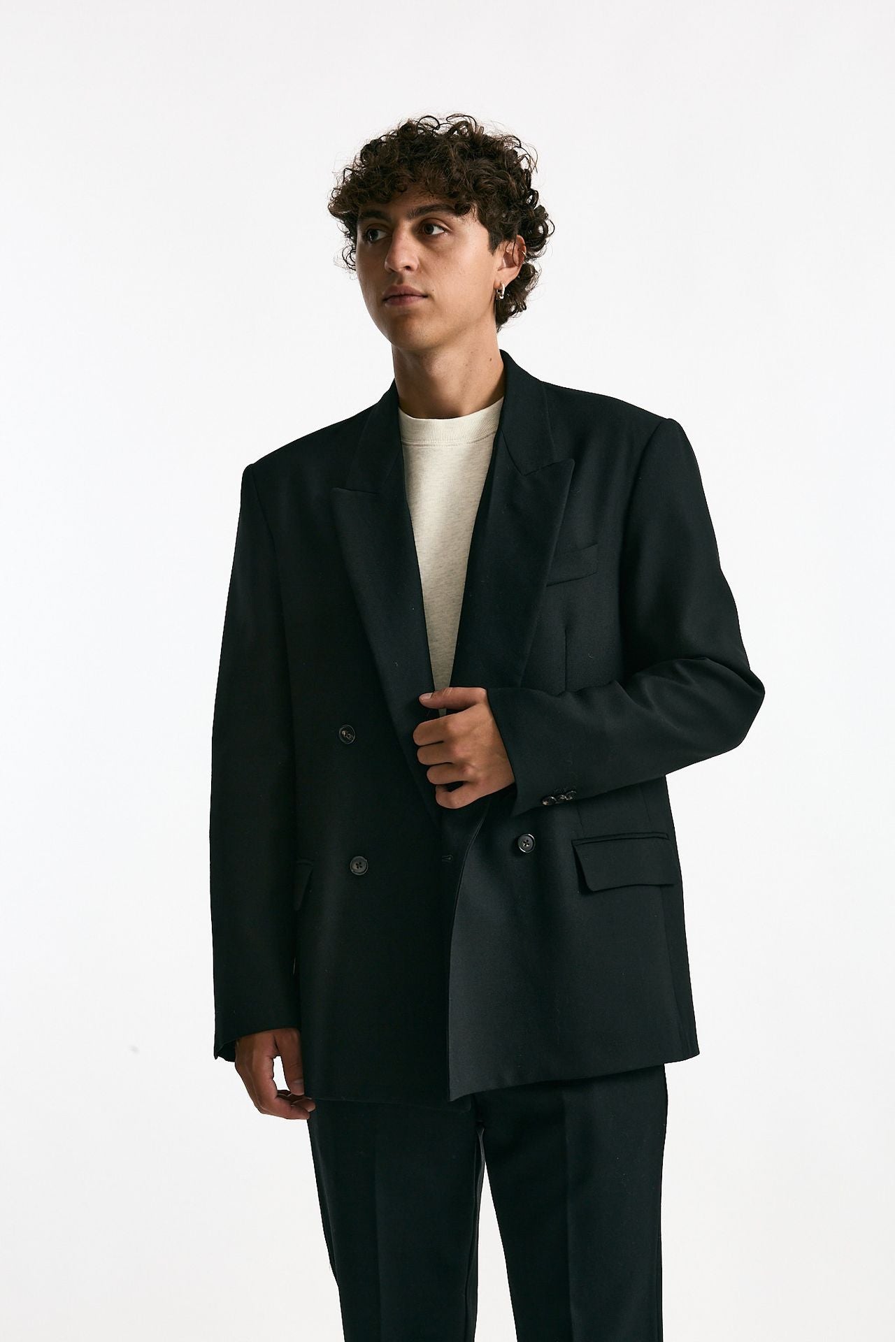 Giacca doppiopetto in lana nero uomo Covert - 2