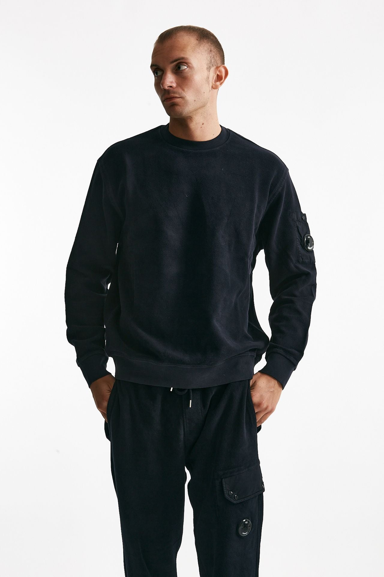 felpa diagonal fleece in cotone blu uomo C.p. company - 2