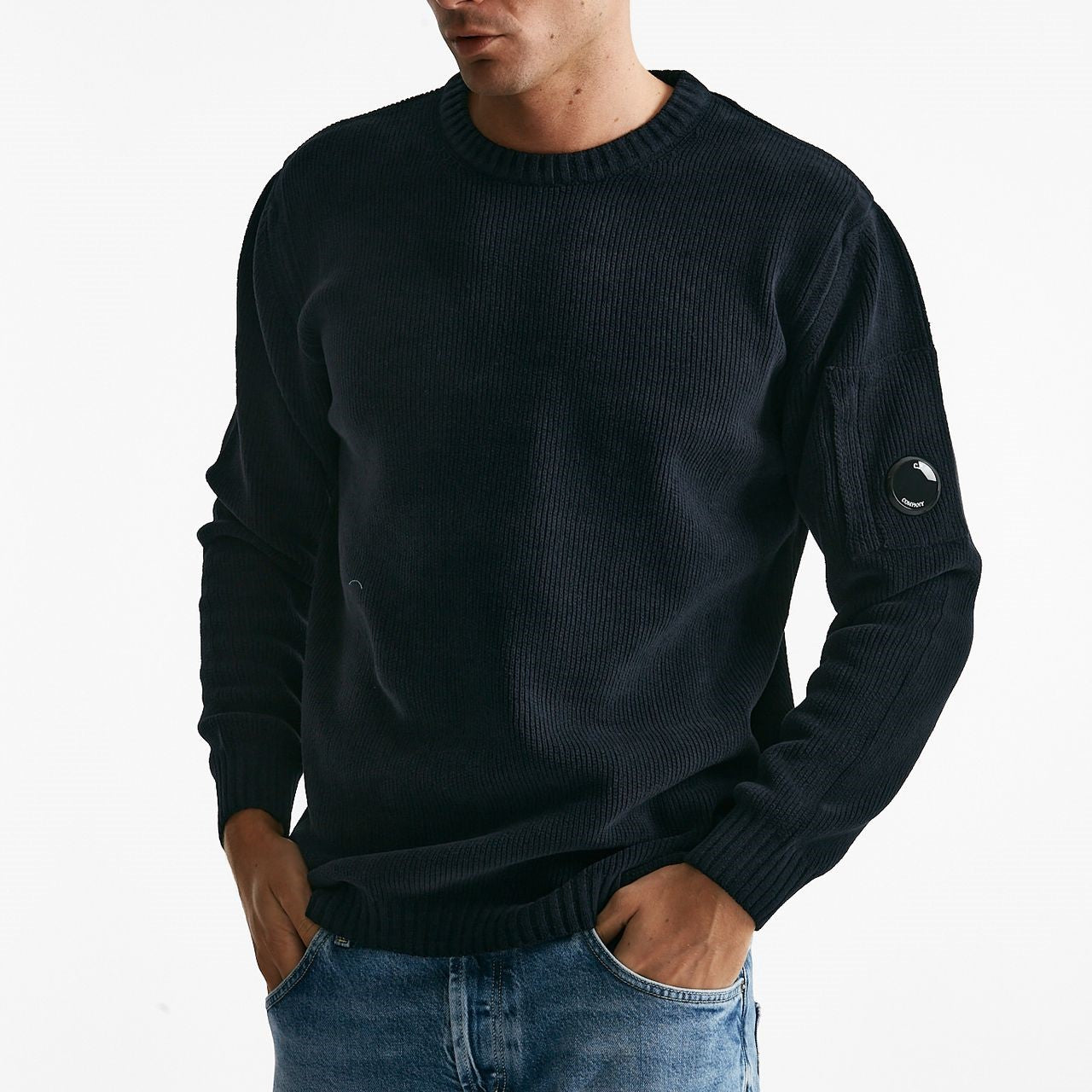 maglia crew neck chenille in ciniglia blu uomo C.p. company - 6