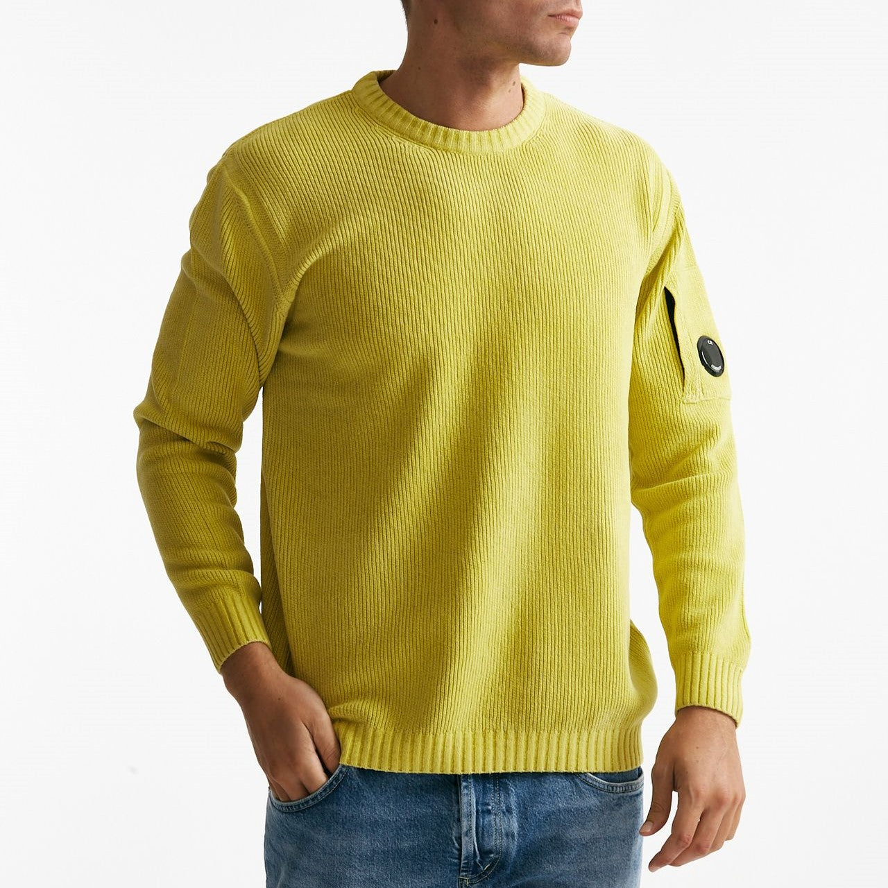 maglia crew neck chenille in ciniglia giallo uomo C.p. company - 6