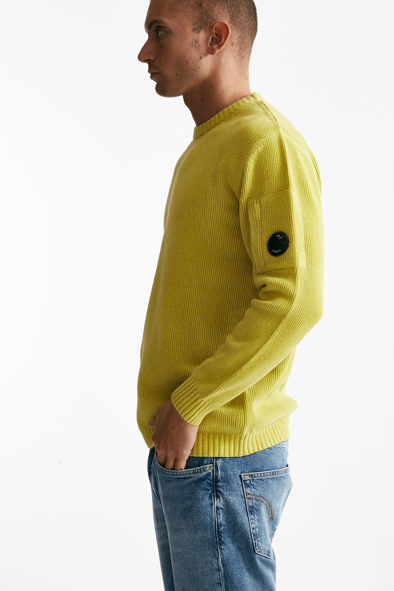 maglia crew neck chenille in ciniglia giallo uomo C.p. company - 3