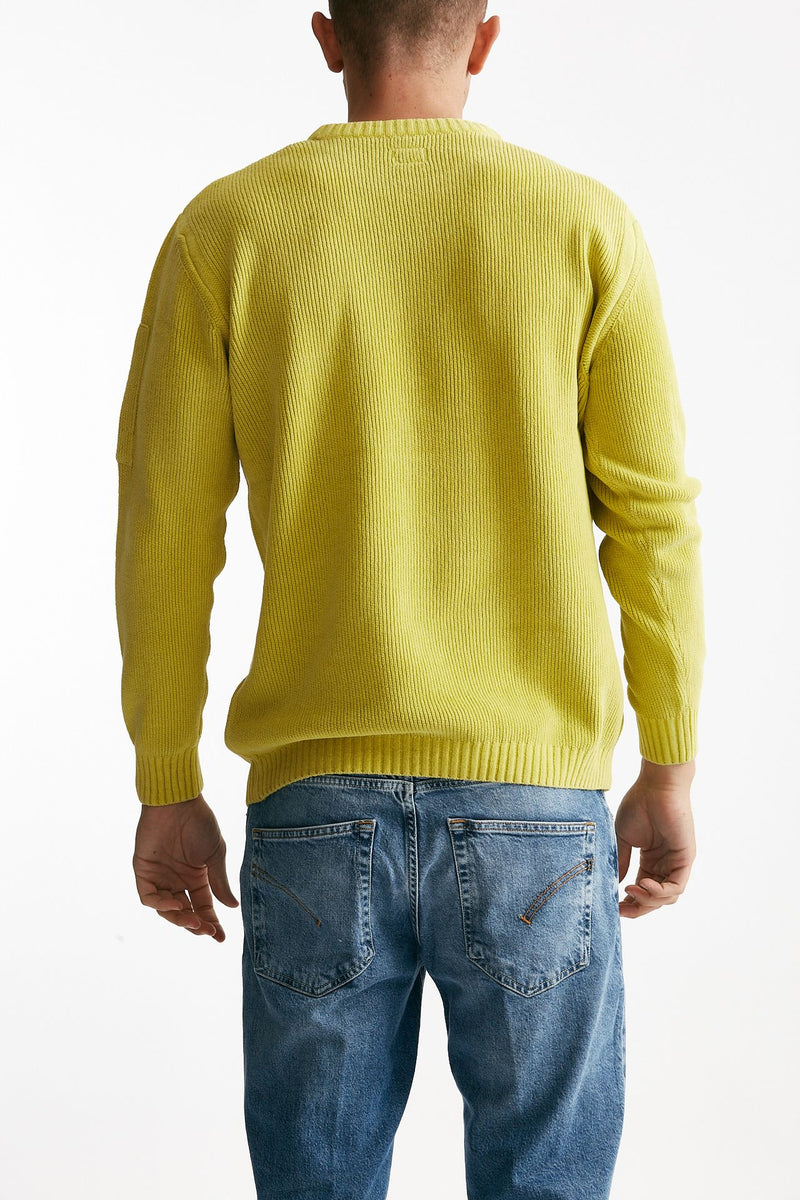 maglia crew neck chenille in ciniglia giallo uomo C.p. company - 4