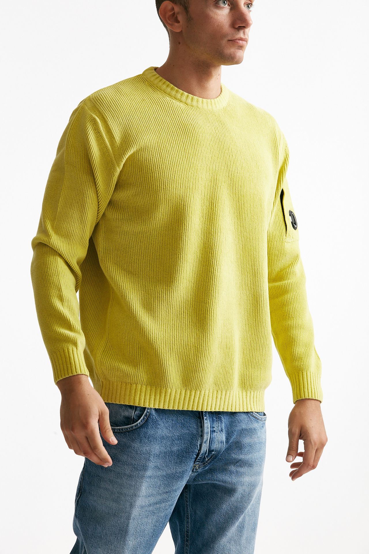 maglia crew neck chenille in ciniglia giallo uomo C.p. company - 1