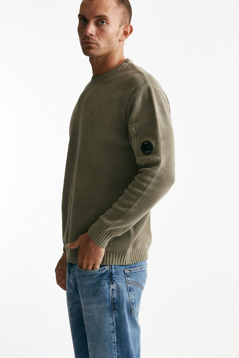 maglia crew neck chenille in ciniglia tortora uomo C.p. company - 1