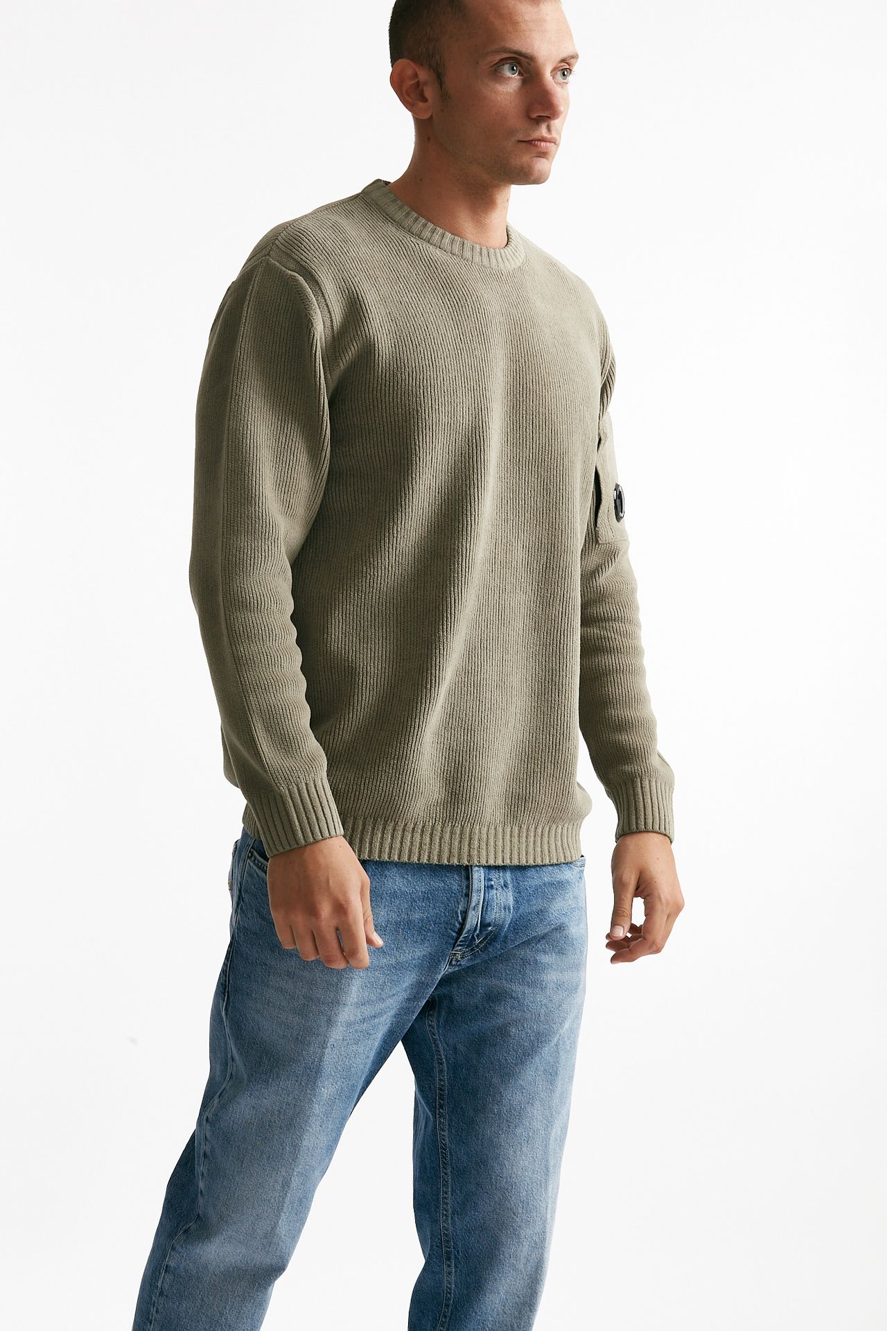 maglia crew neck chenille in ciniglia tortora uomo C.p. company - 4