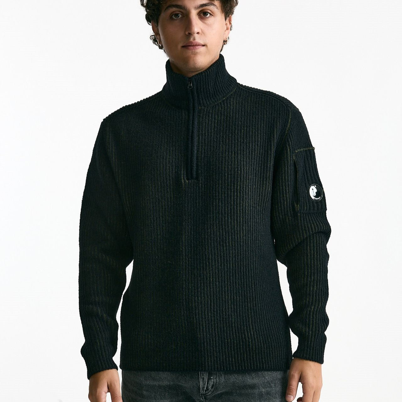 Maglia in lana e poliammide Vanisè nero/verde uomo C.p. company - 7