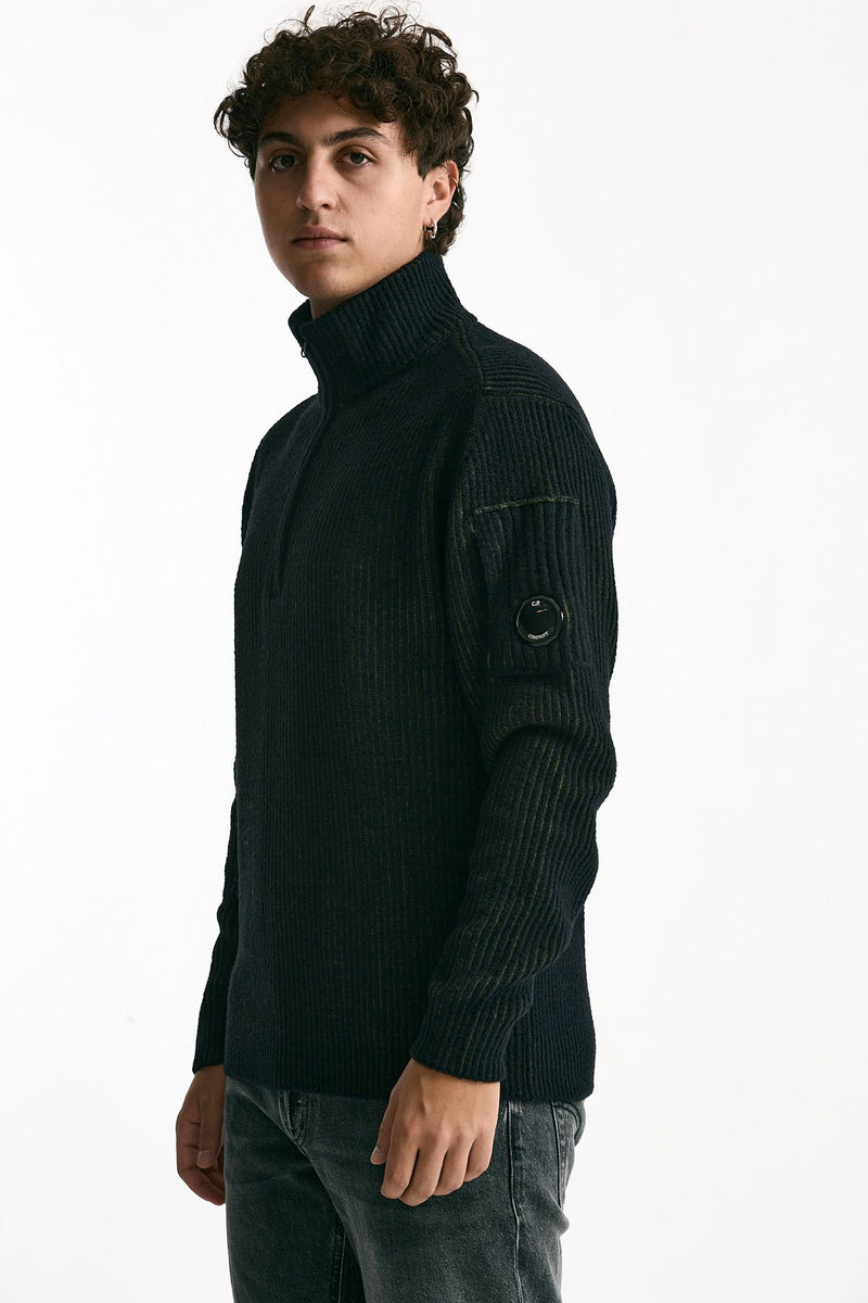 Maglia in lana e poliammide Vanisè nero/verde uomo C.p. company - 6