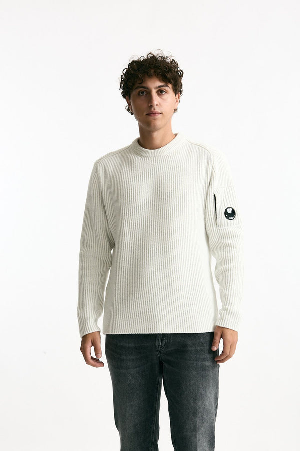 Maglia in lana e poliammide bianco uomo C.p. company