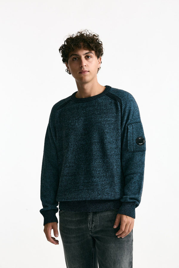 Maglia in misto lana melange azzurro e nero uomo C.p. company