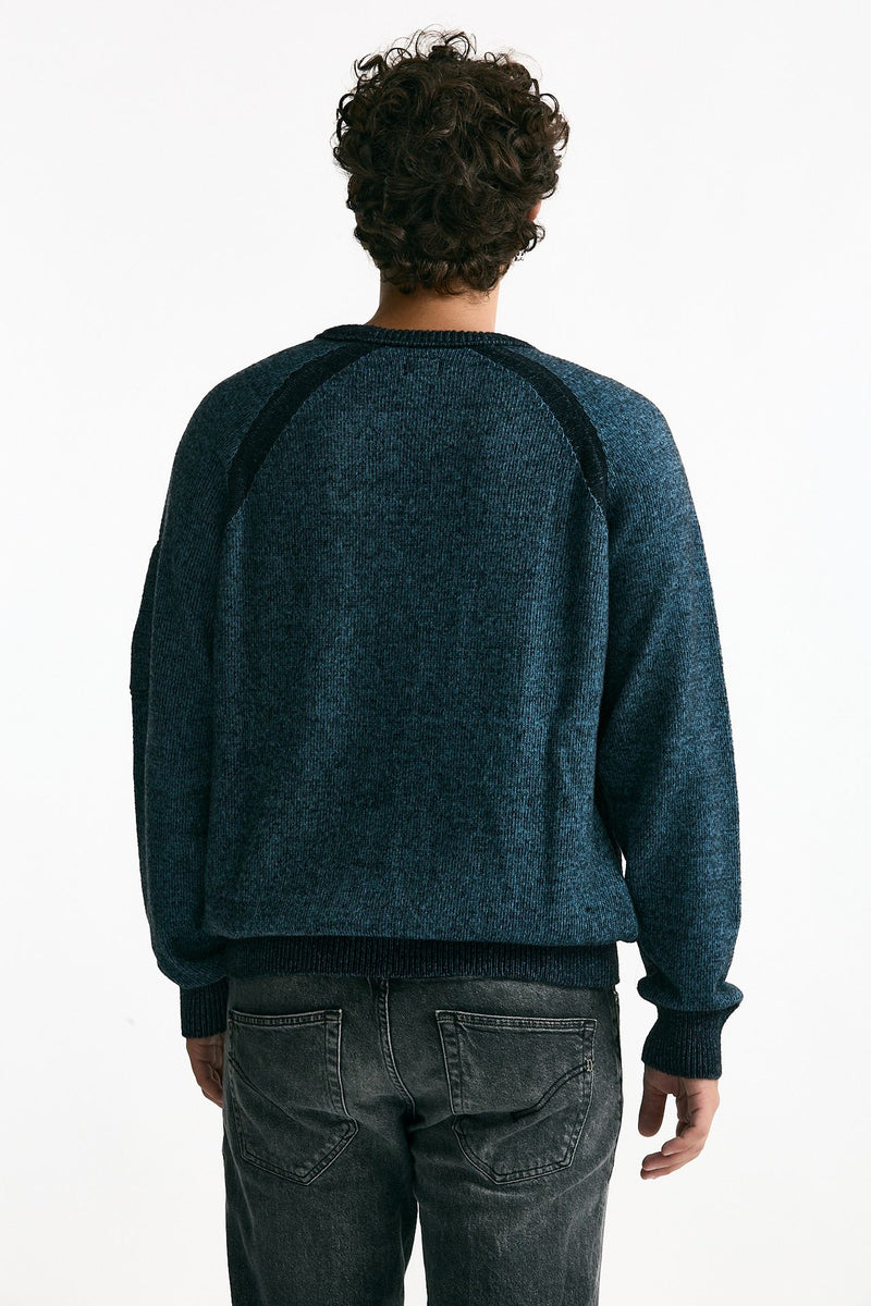 Maglia in misto lana melange azzurro e nero uomo C.p. company - 3