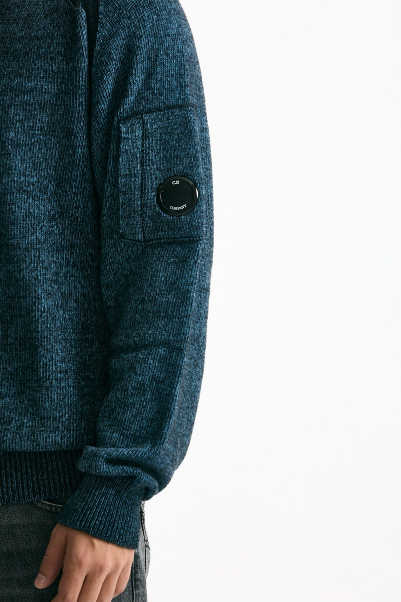 Maglia in misto lana melange azzurro e nero uomo C.p. company - 5