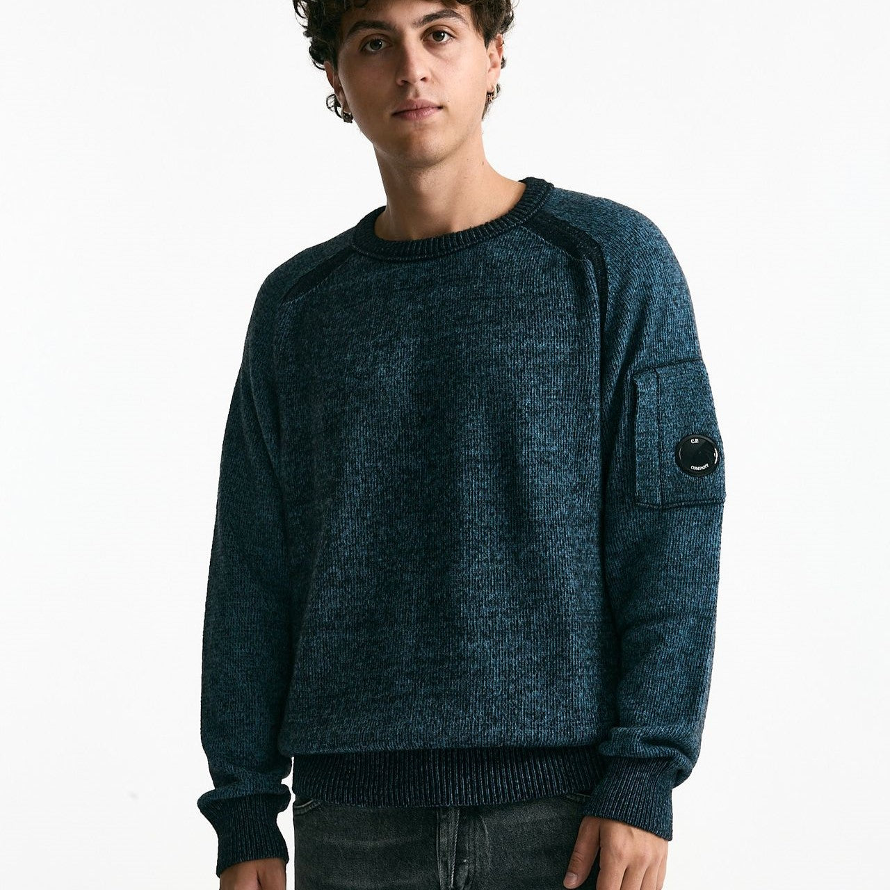 Maglia in misto lana melange azzurro e nero uomo C.p. company - 6