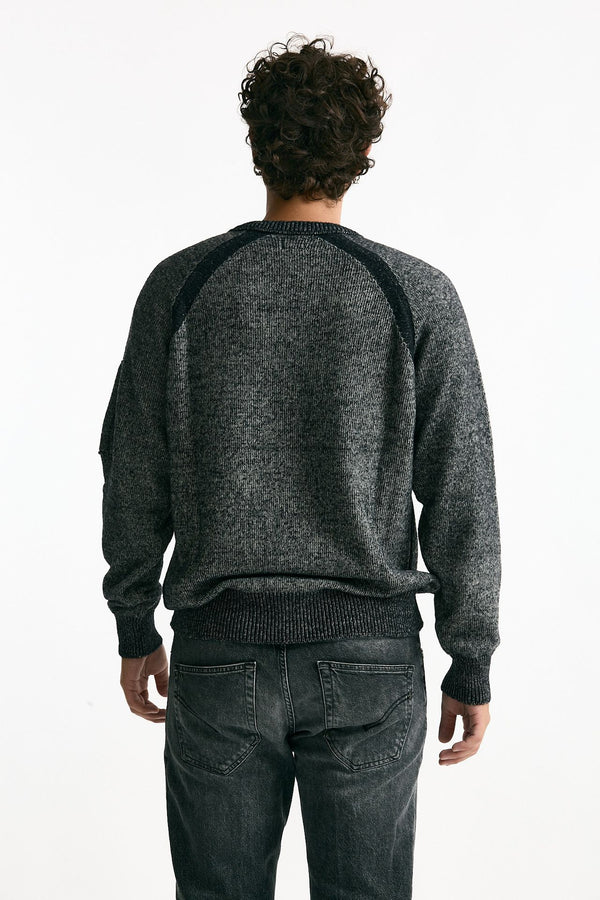 Maglia in misto lana melange grigio e nero uomo C.p. company