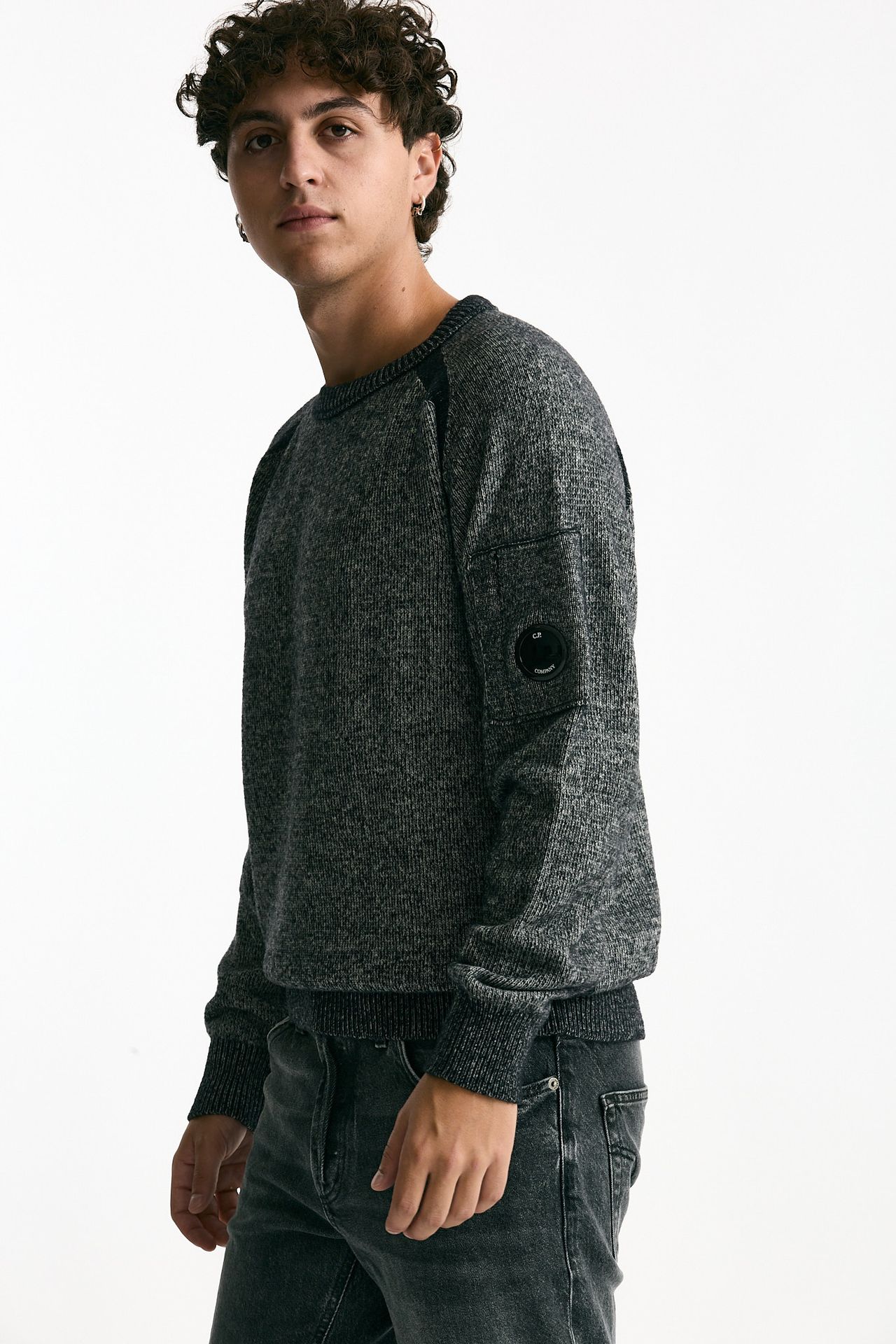 Maglia in misto lana melange grigio e nero uomo C.p. company - 4