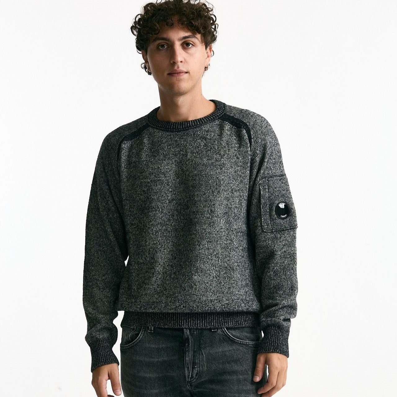 Maglia in misto lana melange grigio e nero uomo C.p. company - 7