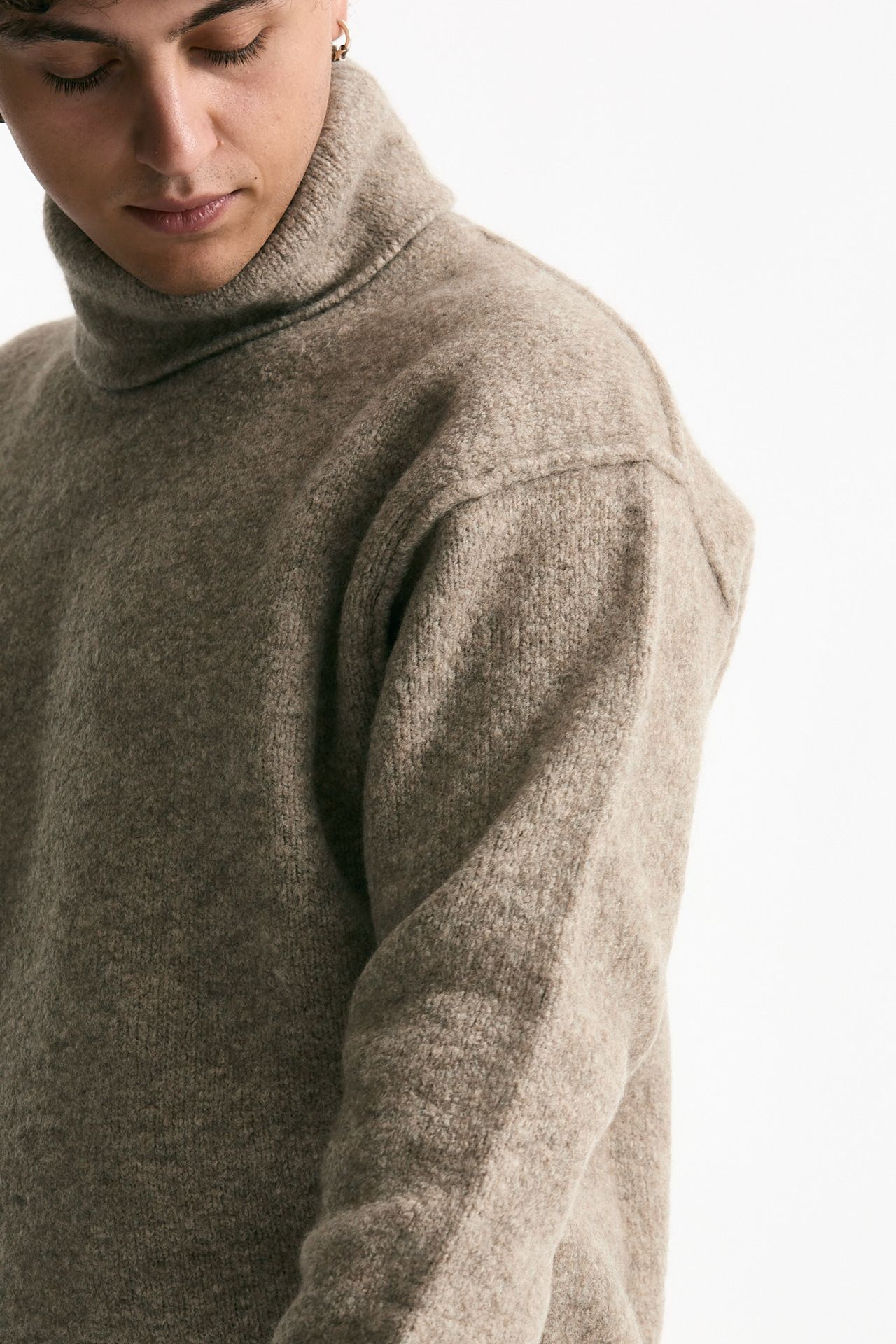 Dolcevita in lana e poliammide stretch bouclè beige uomo C.p. company - 5