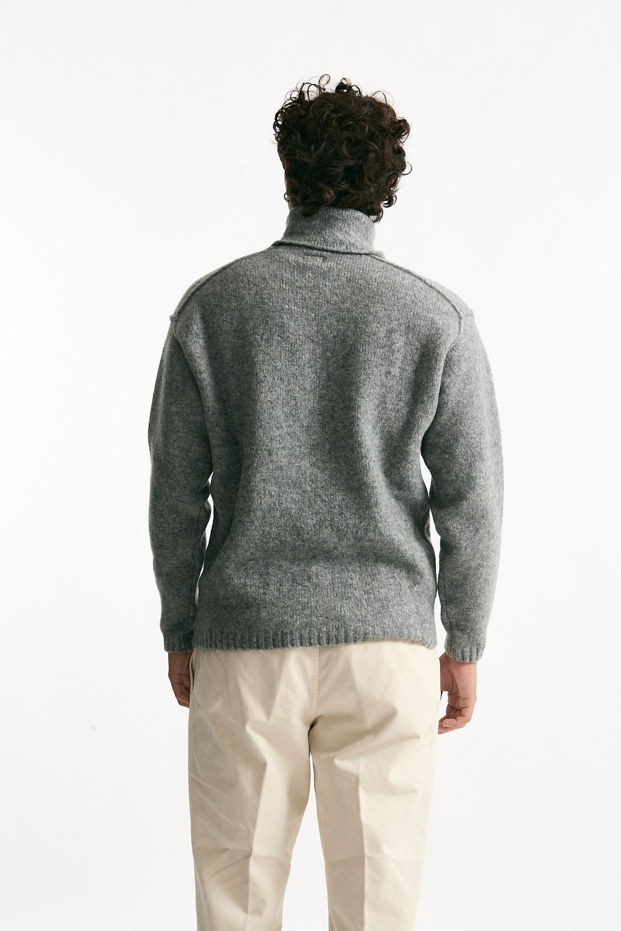 Dolcevita in lana e poliammide stretch bouclè grigio uomo C.p. company - 4