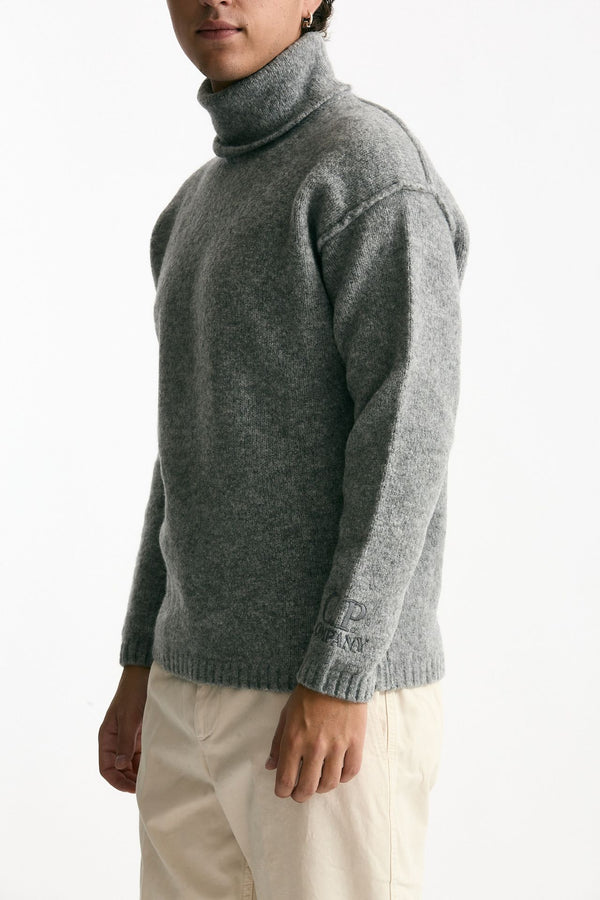 Dolcevita in lana e poliammide stretch bouclè grigio uomo C.p. company