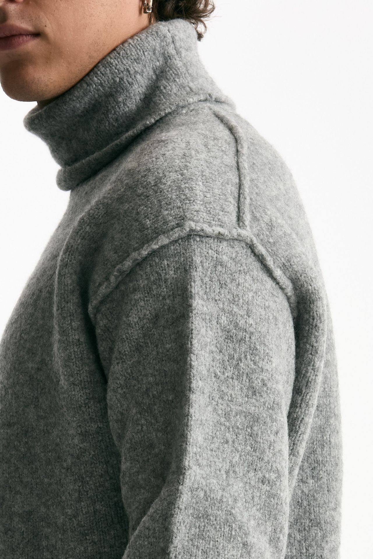 Dolcevita in lana e poliammide stretch bouclè grigio uomo C.p. company - 5