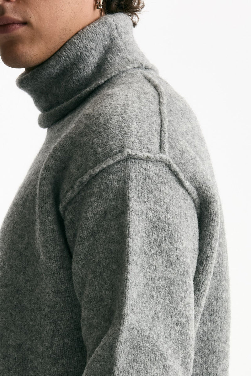 Dolcevita in lana e poliammide stretch bouclè grigio uomo C.p. company - 5