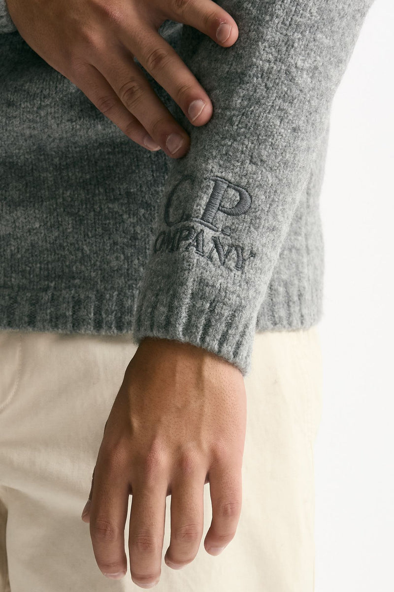 Dolcevita in lana e poliammide stretch bouclè grigio uomo C.p. company - 6