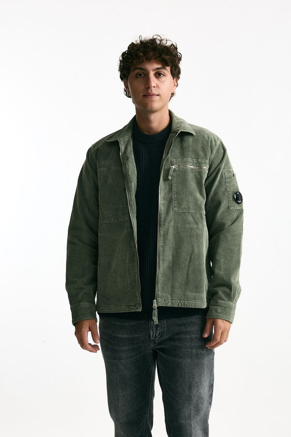 Overshirt in velluto verde uomo C.p. company