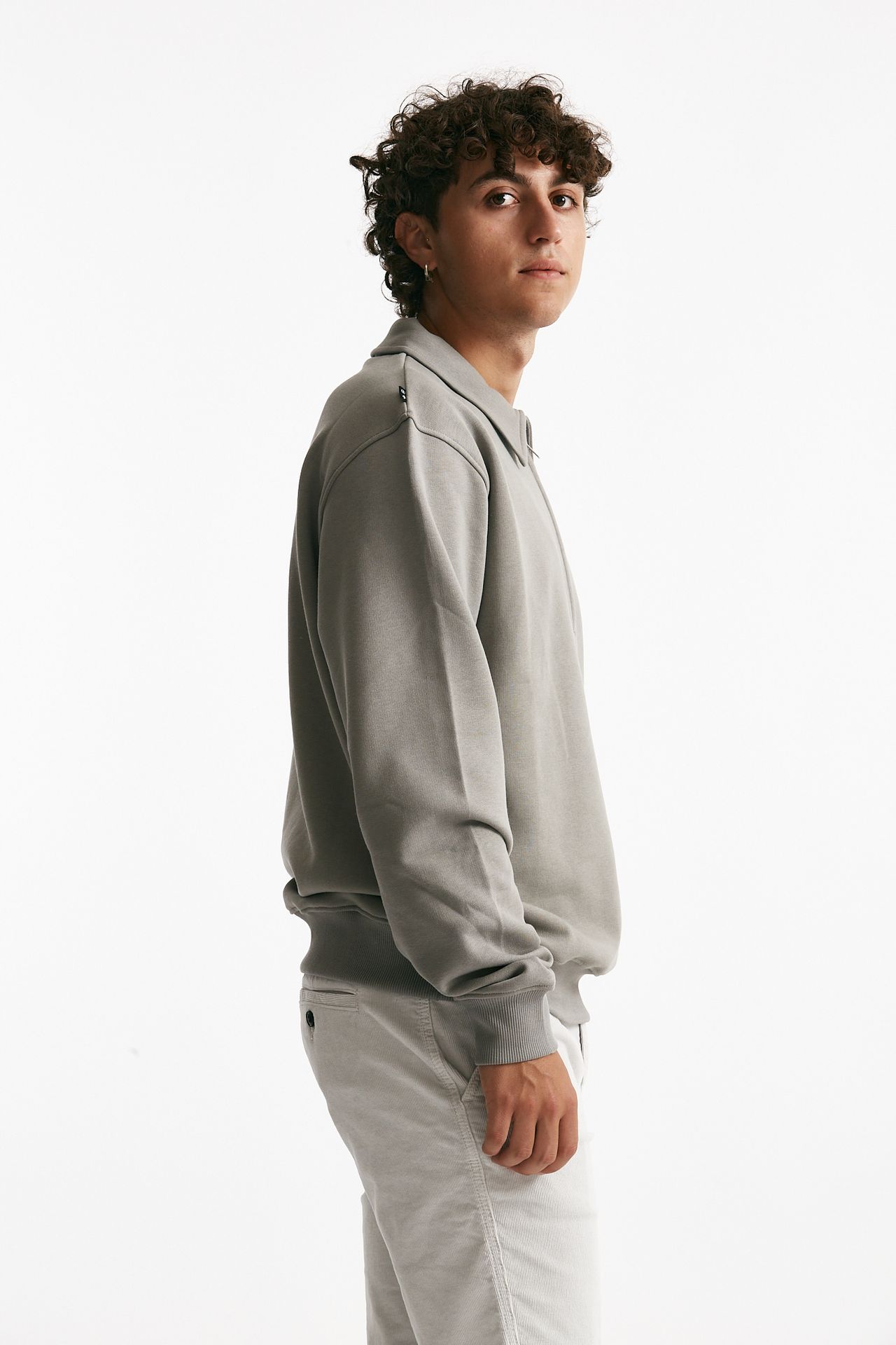 Felpa mezza zip in cotone grigio uomo Department five - 2