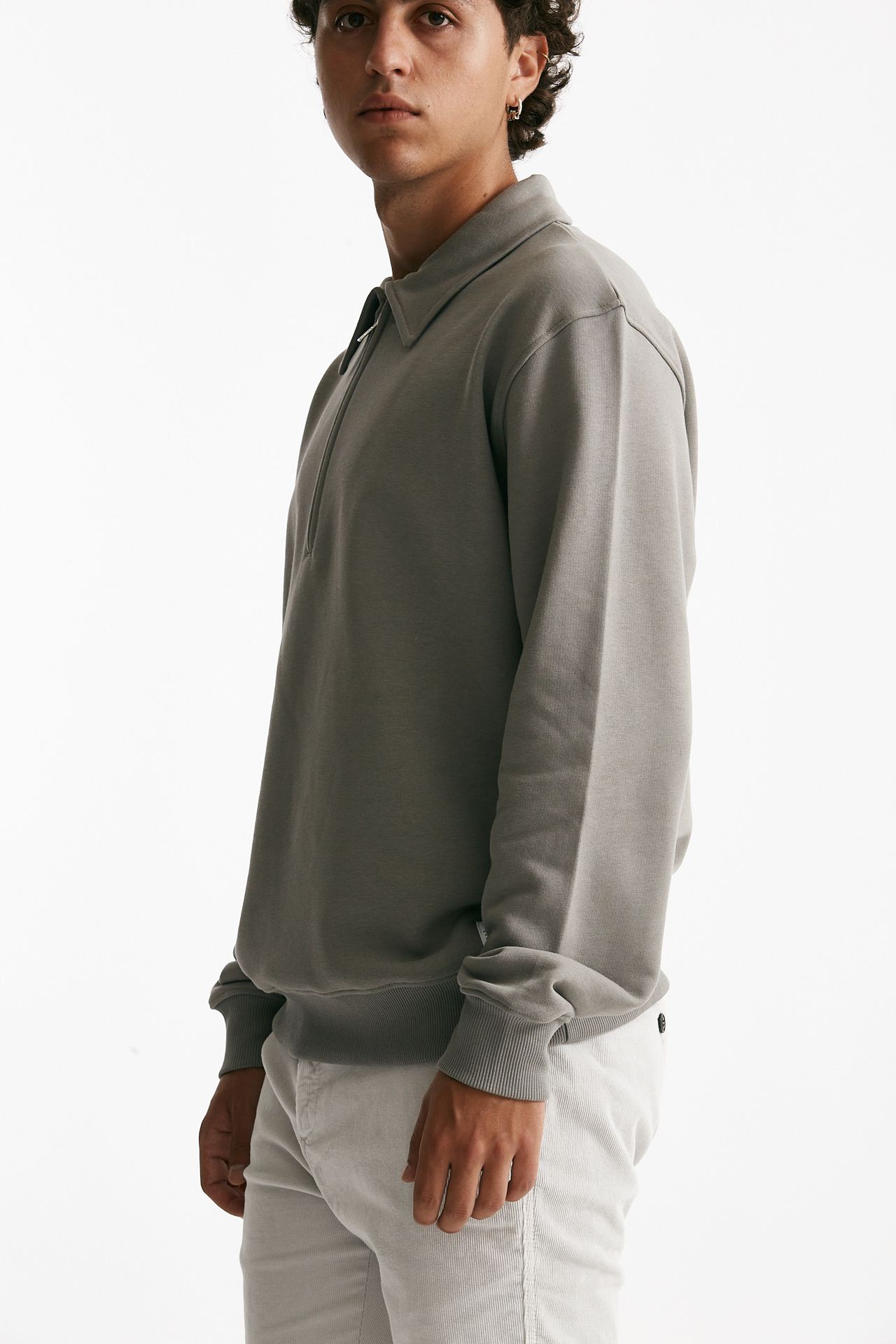 Felpa mezza zip in cotone grigio uomo Department five - 3