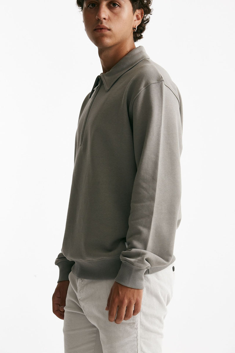 Felpa mezza zip in cotone grigio uomo Department five - 3