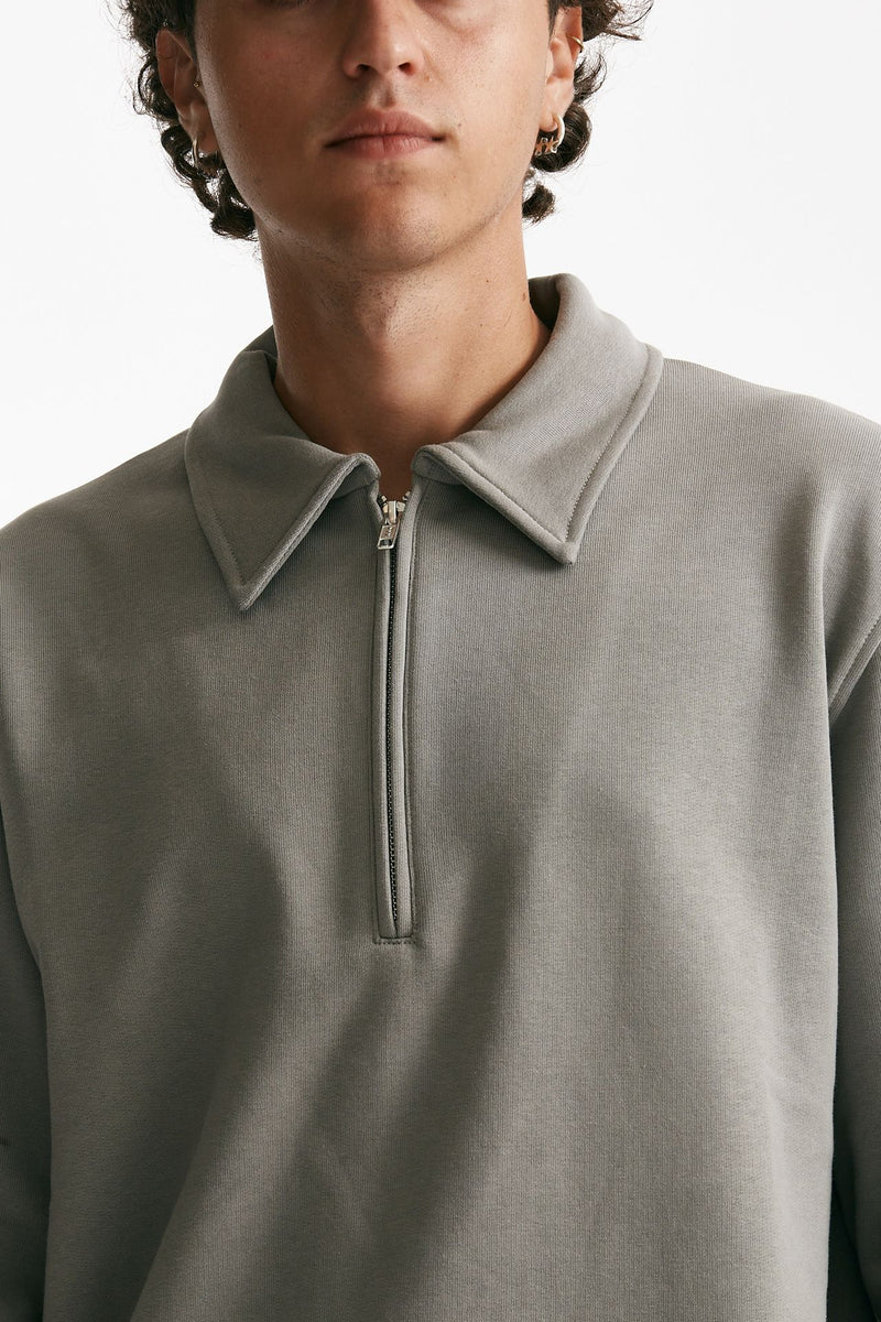 Felpa mezza zip in cotone grigio uomo Department five - 6