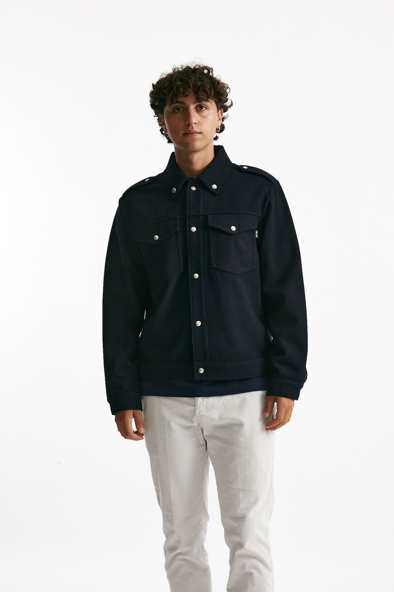 Giubbino in misto lana blu uomo Department five - 5