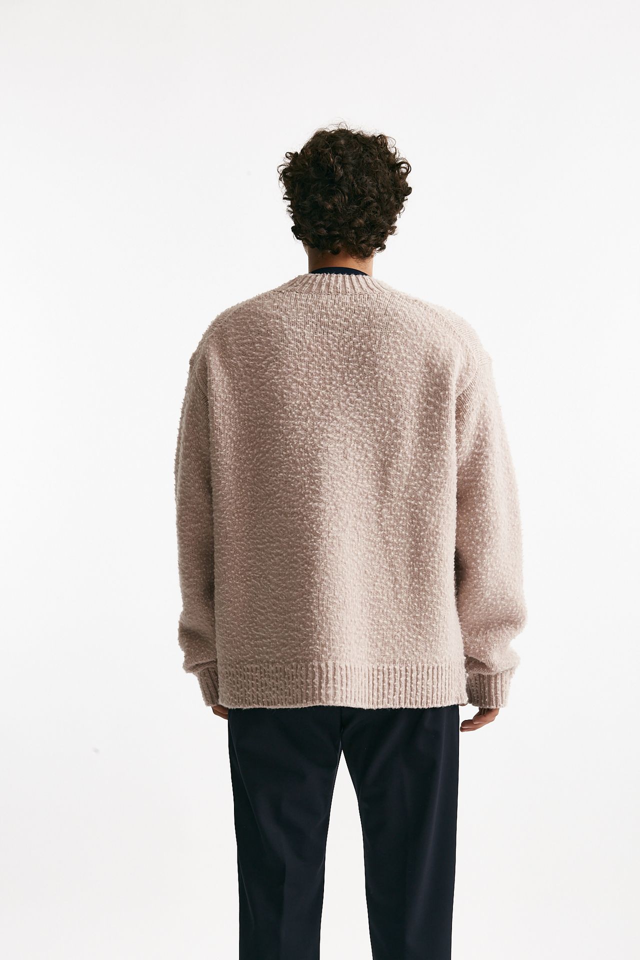 Cardigan in lana e poliamide rosa uomo Diana studio - 4