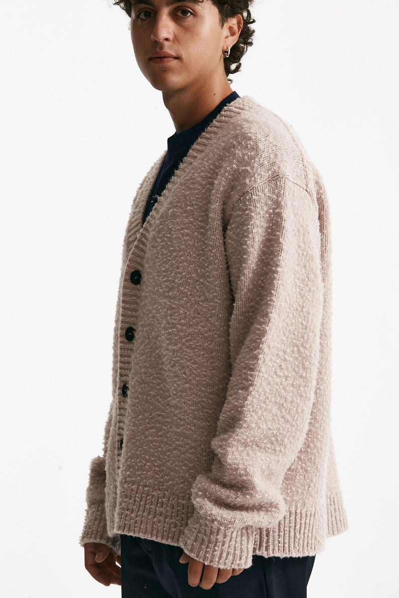 Cardigan in lana e poliamide rosa uomo Diana studio - 1