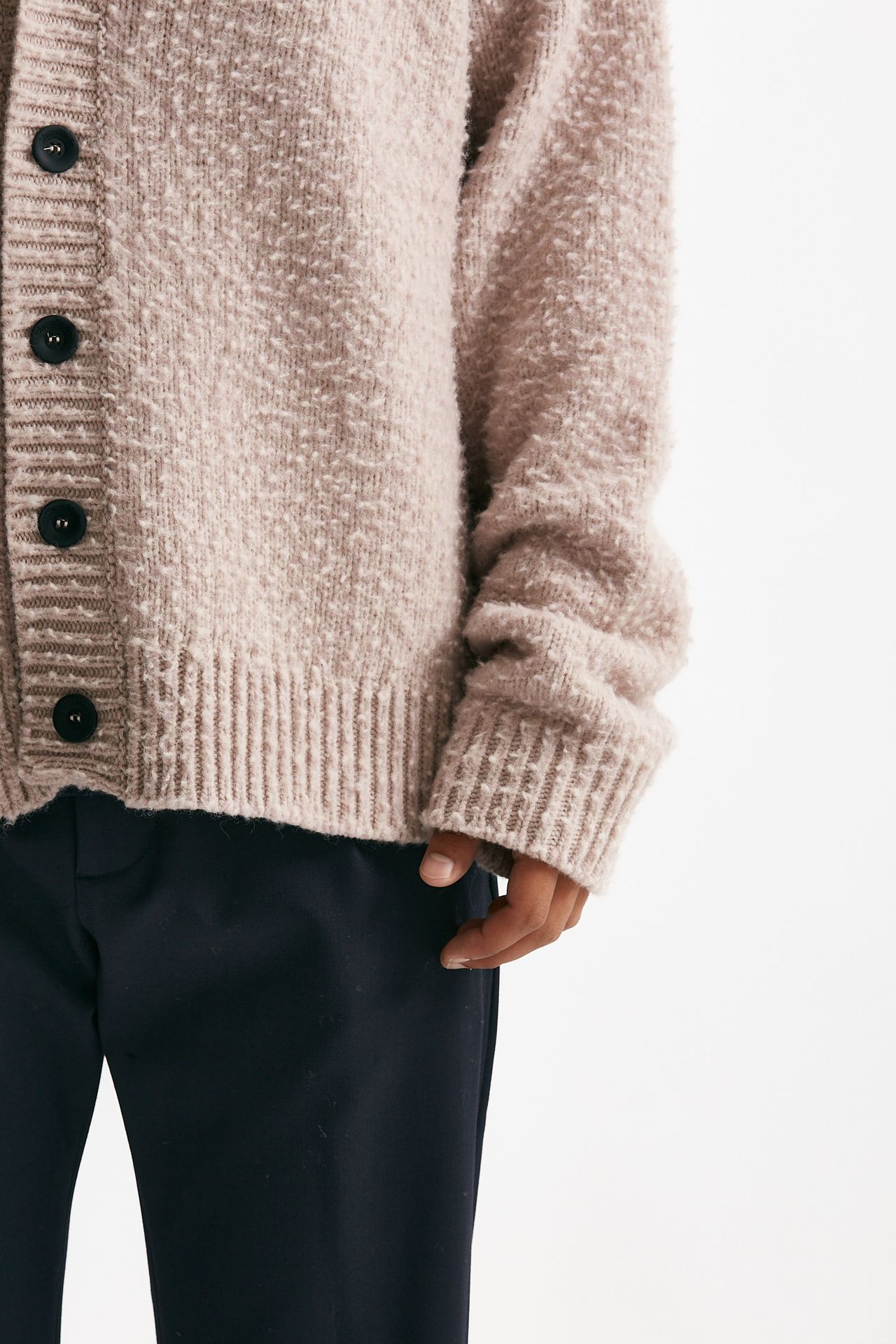 Cardigan in lana e poliamide rosa uomo Diana studio - 6