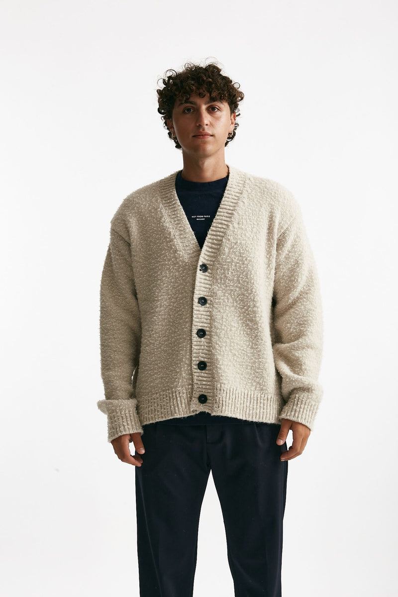 Cardigan in lana e poliamide grigio perla uomo Diana studio - 2