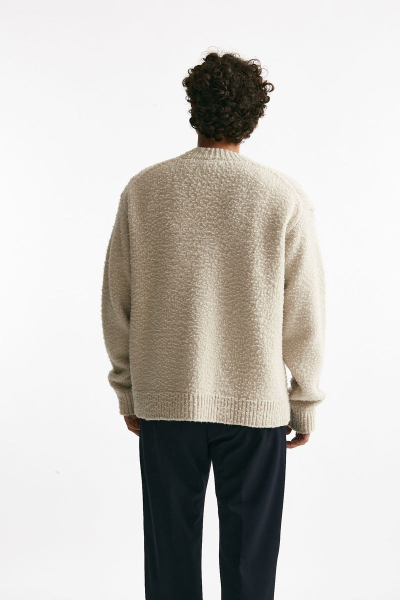 Cardigan in lana e poliamide grigio perla uomo Diana studio - 3