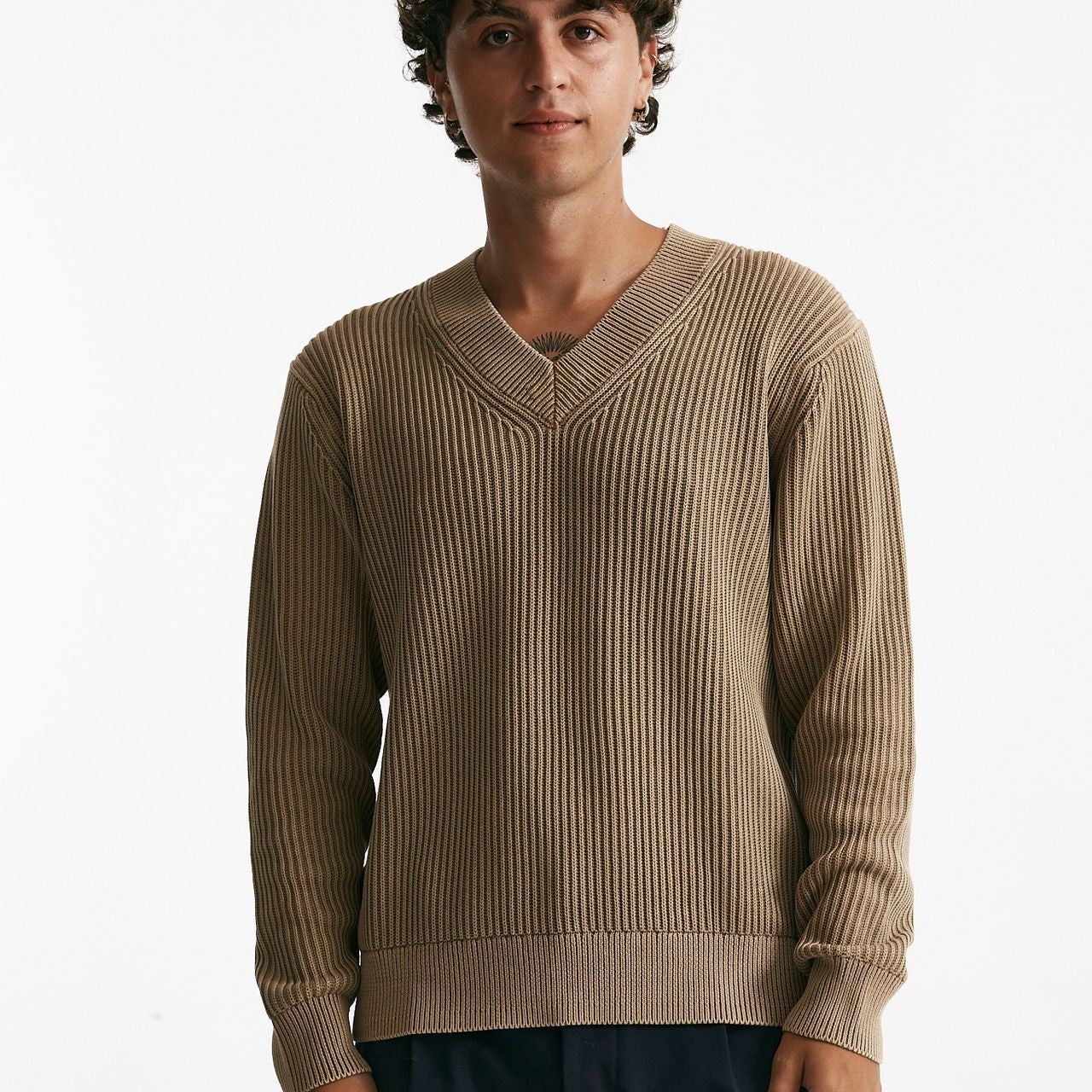 Maglia scollo a V cammello uomo Diana studio - 7