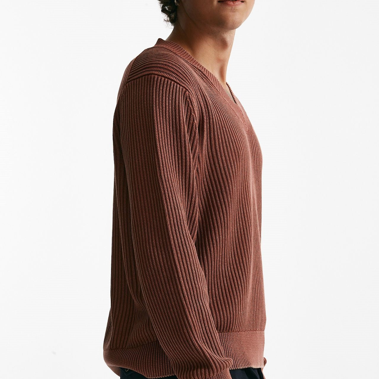 Maglia scollo a V corallo uomo Diana studio - 7