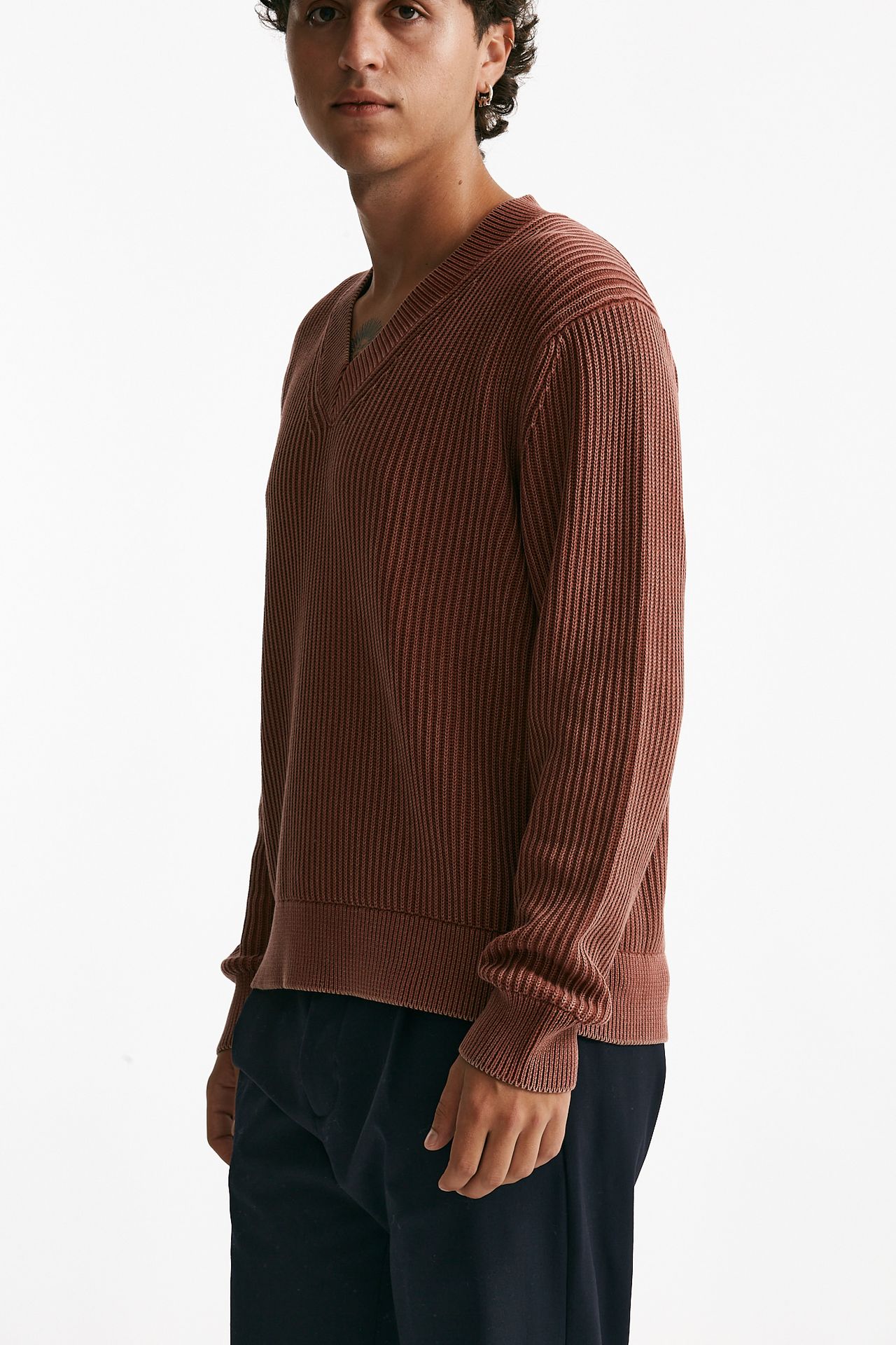 Maglia scollo a V corallo uomo Diana studio - 4