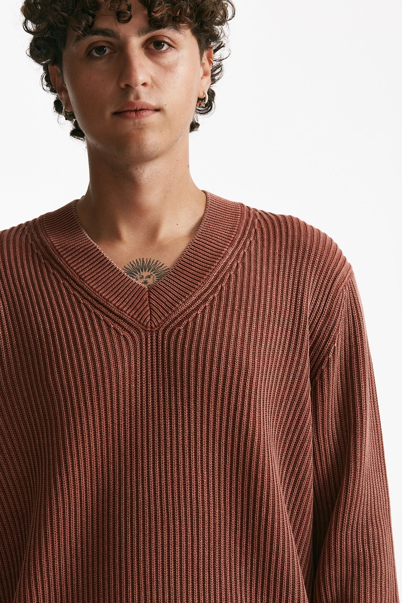 Maglia scollo a V corallo uomo Diana studio - 5