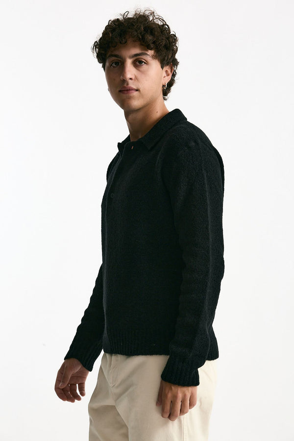 Polo in lana e poliammide nero uomo Diana studio