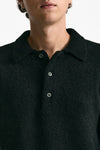 Polo in lana e poliammide nero uomo Diana studio - 5